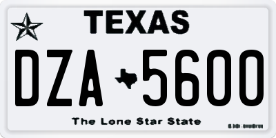 TX license plate DZA5600