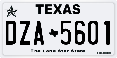 TX license plate DZA5601