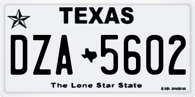 TX license plate DZA5602