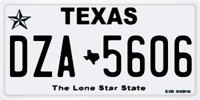 TX license plate DZA5606