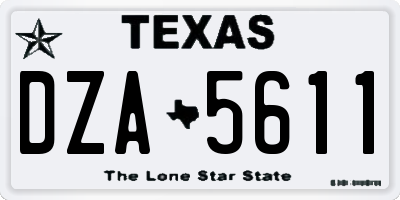 TX license plate DZA5611