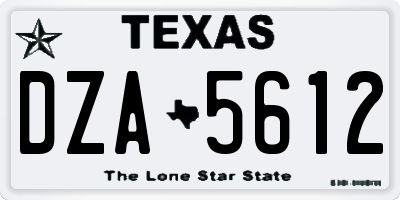 TX license plate DZA5612