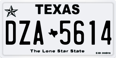 TX license plate DZA5614