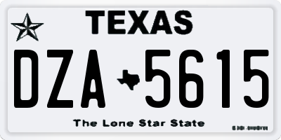 TX license plate DZA5615