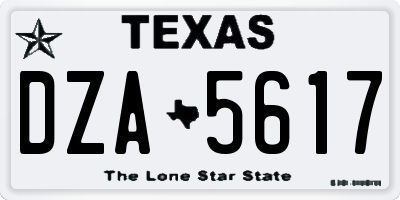 TX license plate DZA5617
