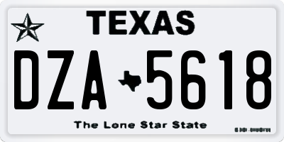 TX license plate DZA5618