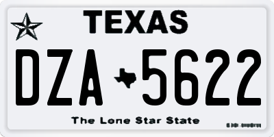 TX license plate DZA5622