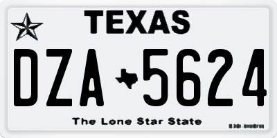 TX license plate DZA5624