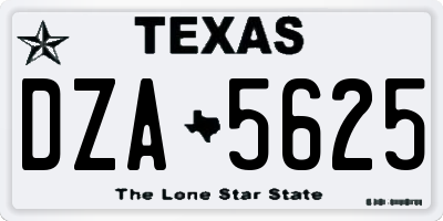 TX license plate DZA5625