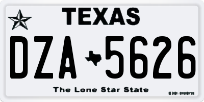 TX license plate DZA5626