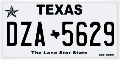 TX license plate DZA5629