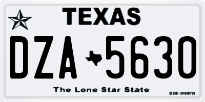 TX license plate DZA5630