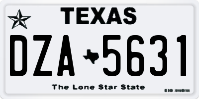 TX license plate DZA5631