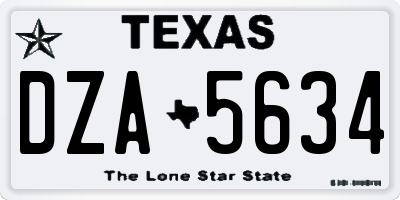 TX license plate DZA5634