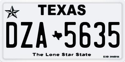 TX license plate DZA5635