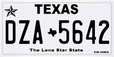 TX license plate DZA5642