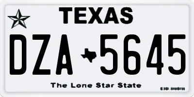 TX license plate DZA5645