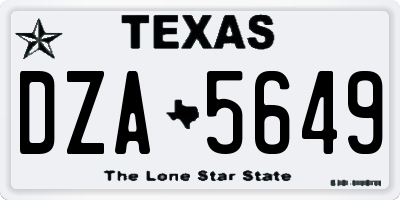 TX license plate DZA5649
