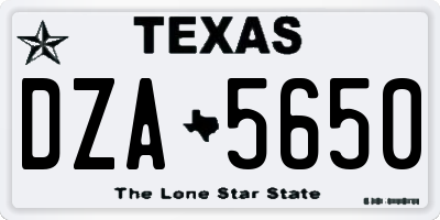 TX license plate DZA5650