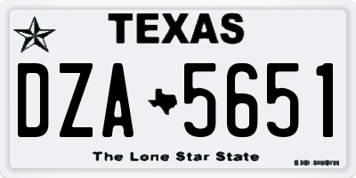 TX license plate DZA5651