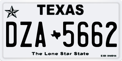 TX license plate DZA5662