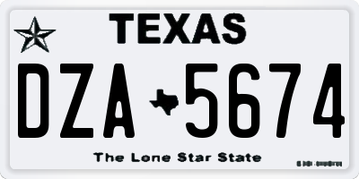TX license plate DZA5674