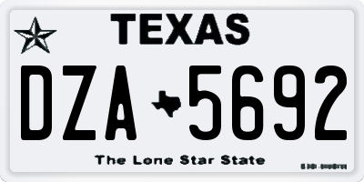 TX license plate DZA5692