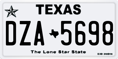 TX license plate DZA5698