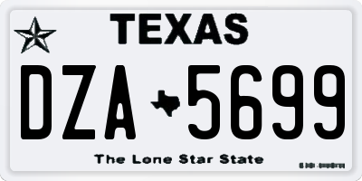 TX license plate DZA5699