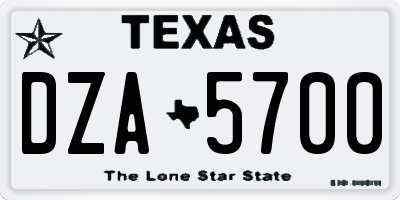 TX license plate DZA5700