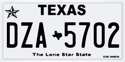 TX license plate DZA5702