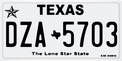 TX license plate DZA5703