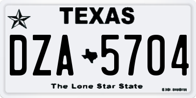 TX license plate DZA5704