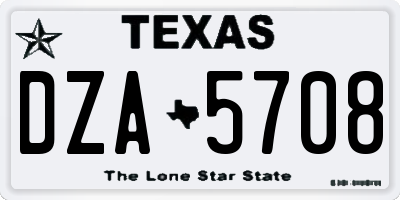 TX license plate DZA5708