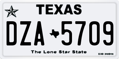 TX license plate DZA5709