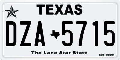 TX license plate DZA5715