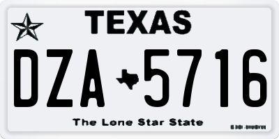 TX license plate DZA5716