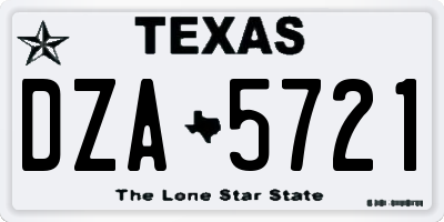 TX license plate DZA5721