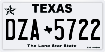 TX license plate DZA5722