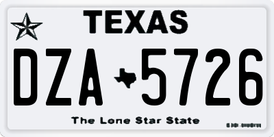 TX license plate DZA5726