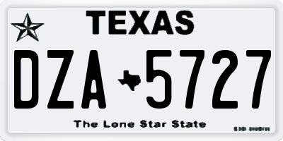 TX license plate DZA5727