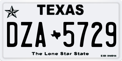 TX license plate DZA5729