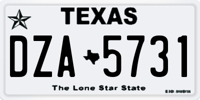TX license plate DZA5731