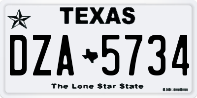 TX license plate DZA5734