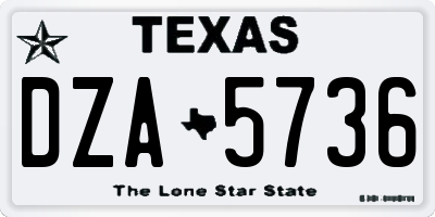 TX license plate DZA5736