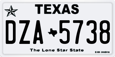 TX license plate DZA5738