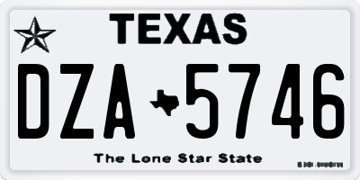 TX license plate DZA5746