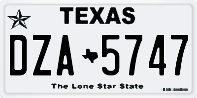 TX license plate DZA5747
