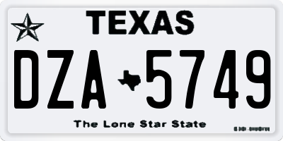 TX license plate DZA5749