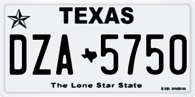 TX license plate DZA5750